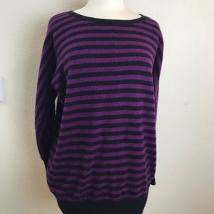 Hologram CASHMERE Black stripes sweater Sz XL